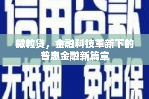 永福微粒贷，金融科技革新下的普惠金融新篇章